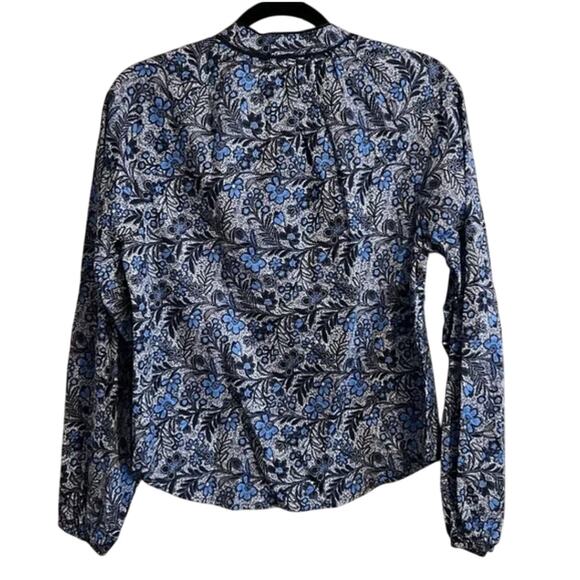 Evereve Blue and Black Floral Blouse - Picture 8 of 8